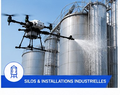Silos & installations — TDS X4 drone cleaning by TitanDrone-Solutions